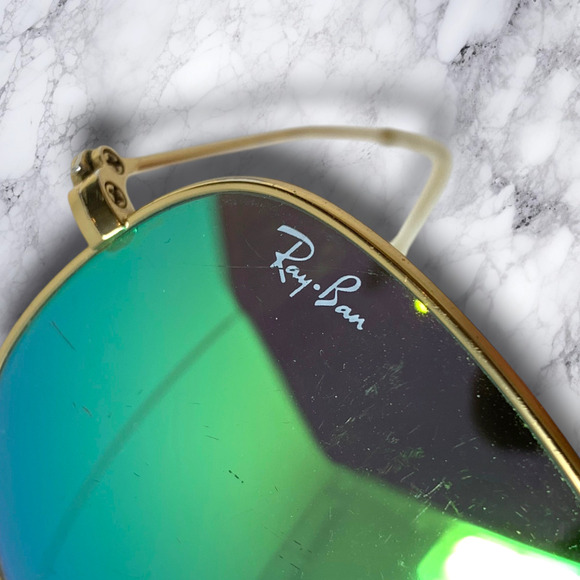 Ray-Ban Cockpit Aviator 112/19 Green Mirror 60mm Sunglasses + Case Cleaning Kit main image 4